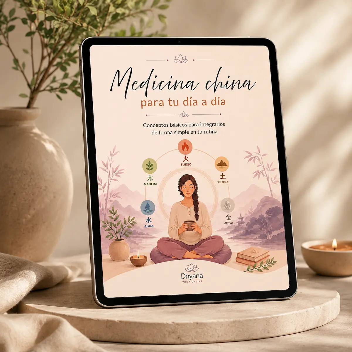 Mujer practicando acupresión y técnicas de medicina china
