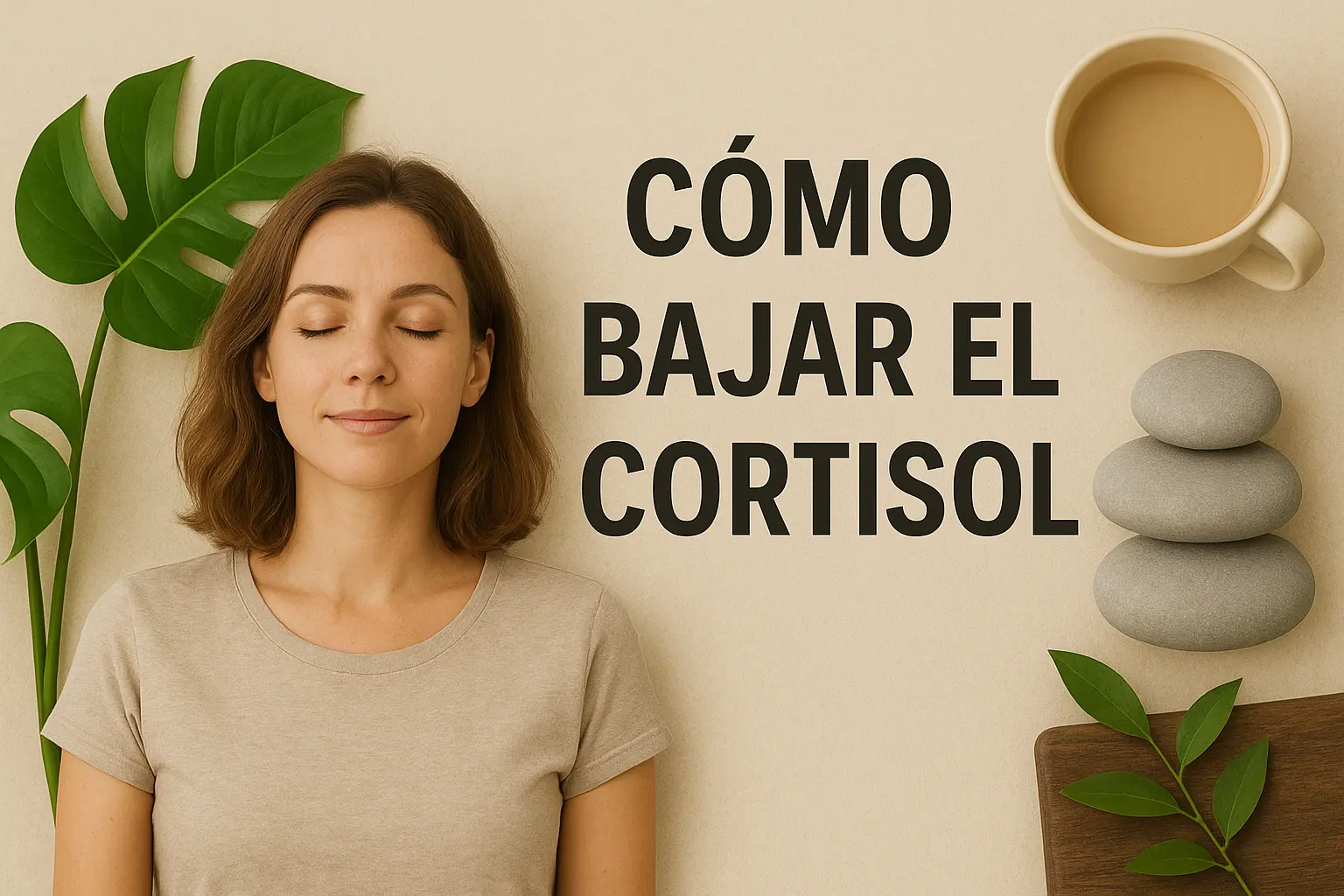 una mujer respirando profundamente para aprender cómo bajar el cortisol y cómo cuidar la salud mental